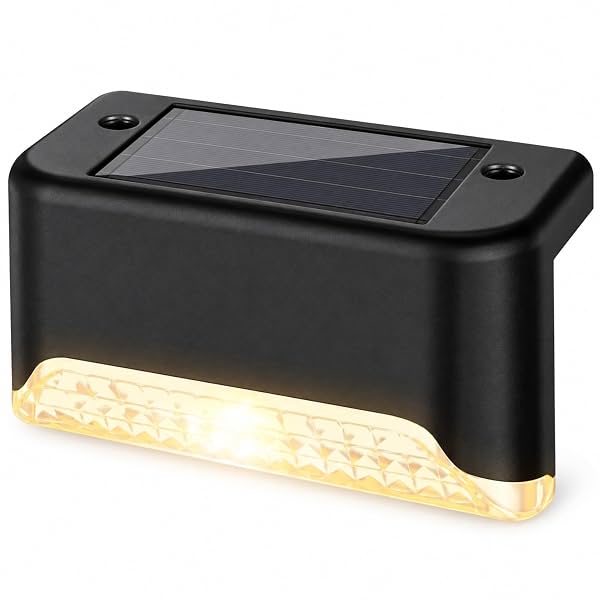 Solar Step Light Outdoor LED Stair Lighting Black Pack of 4