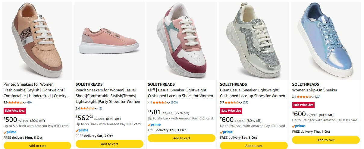 Solethreads Women's Sneaker upto 81% Discount