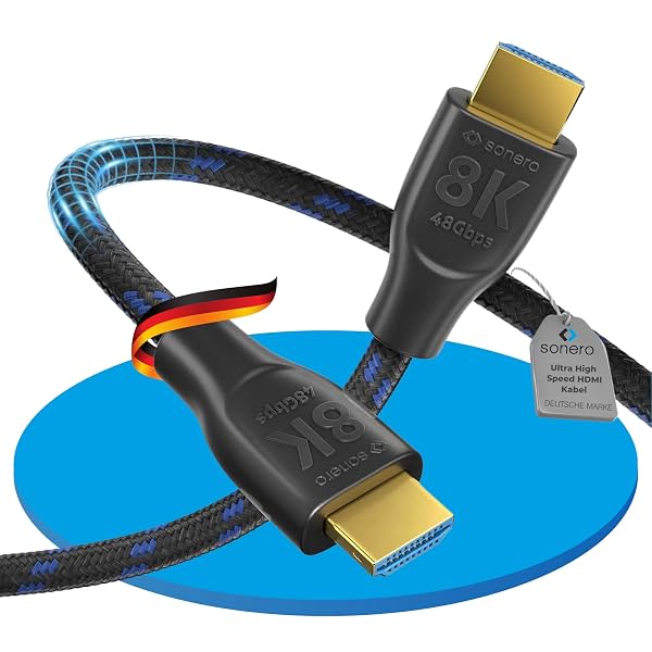 Sonero Ultra High Speed 8K HDMI Cable with Ethernet, Nylon Braid, Gold Plated Connectors