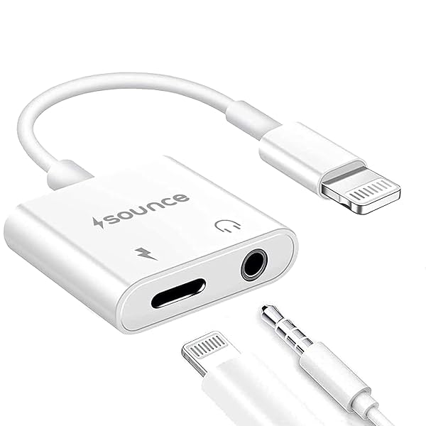 Sounce 2-in-1 8 Pin to 3.5mm Audio & Charging Splitter Cable for Music