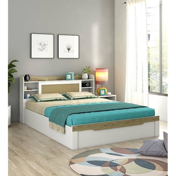 Spacewood Lilly Bed | Queen Size (78 X 60) Engineered Wood Bed with Box Storage