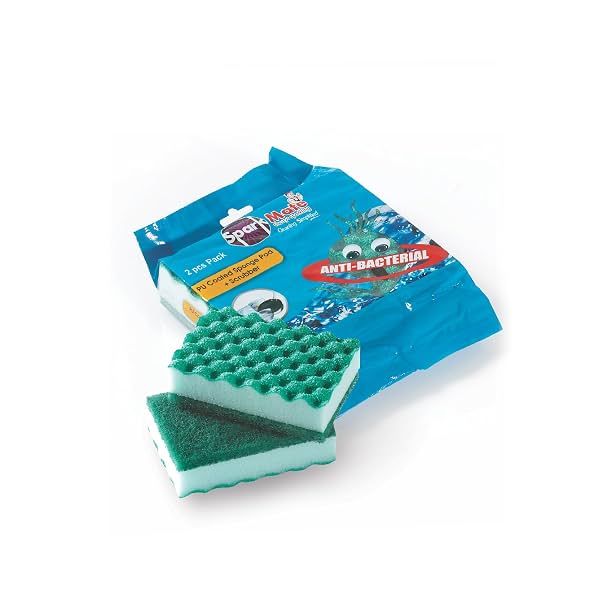 Sparkmate PU Coated Sponge Pad Scrubber 11cm x 7cm set of 2