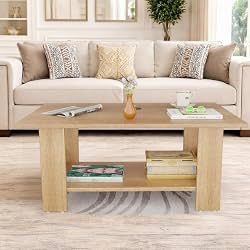 Spyder Craft Modern Rectangular Coffee Table with Open Storage Shelf