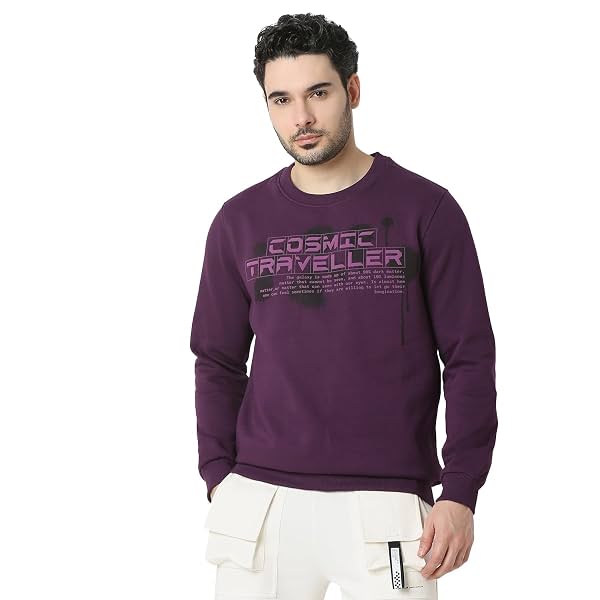Spykar Men Full Sleeve Slim Fit Wine Casual Sweatshirt (Size:)-MSSHW2BD052