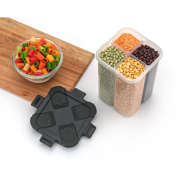 Square Airtight 4 Section Food Storage Container 2000ml po1