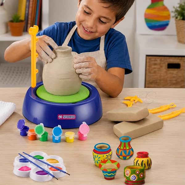 Storio Kids Art & Craft Pottery Wheel Kit|DIY Battery Operated Pottery Making