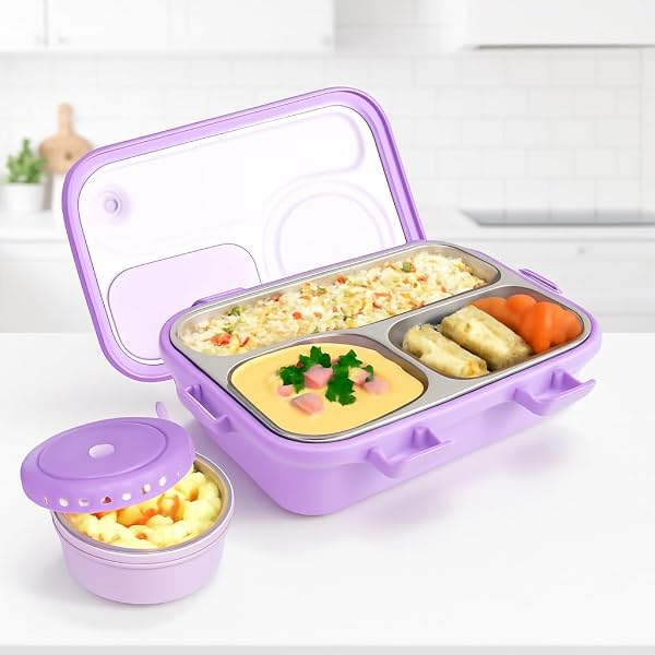 Storio Stainless Steel 3 Compartment Leak-Proof Lunch Box (750ml)