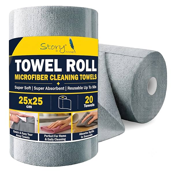 Story@Home 20 X All Purpose Microfiber Reusable Cleaning Cloth Towels, Grey