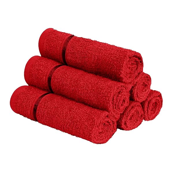 Story@Home Face Towel Set of 6 | 100% Cotton | 450 GSM | Wine Red
