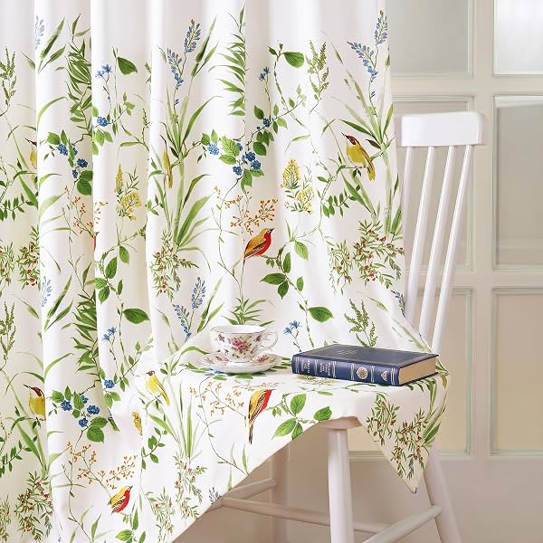 Story@Home Window Cotton Curtains 5 Feet Long Set of 1, White & Green
