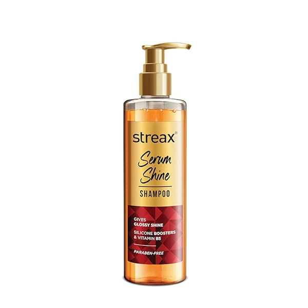 Streax Serum Shine Shampoo, 490ml | Shampoo for Frizzy and Dry Hair | Mildy everyday | for Women & Men, Paraben-Free wit