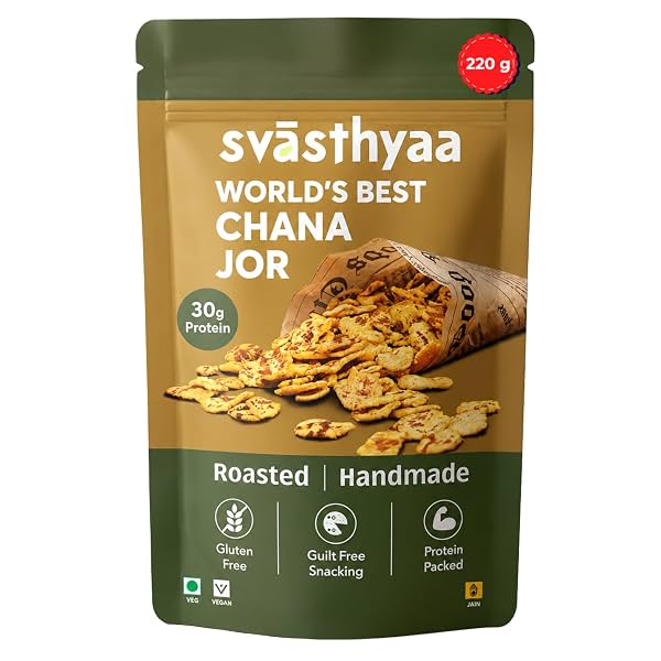 Svasthyaa Roasted Chana Jor Garam Healthy Snack for Kids & Adults | Crispy Channa Namkeen, High Protein, Gluten Free | V