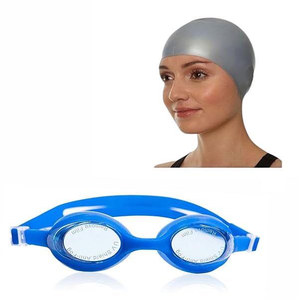 Swimming Set Combo with Goggles, Cap, Nose & Ear Plugs