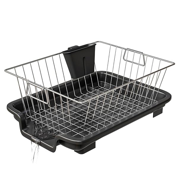 TEX-RO Small Dish Drying Rack with Drainer Tray