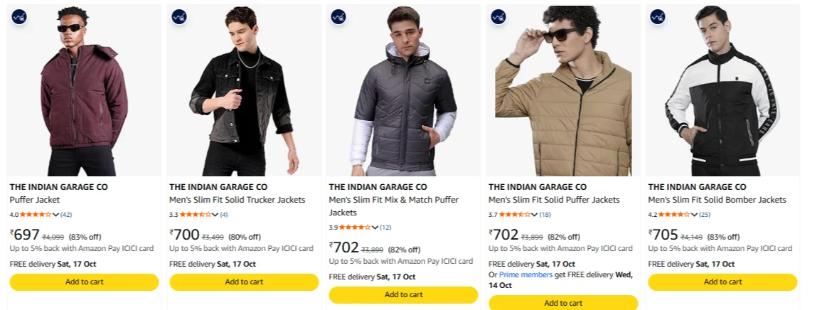 THE INDIAN GARAGE CO Jackets at minimum 80% Discount