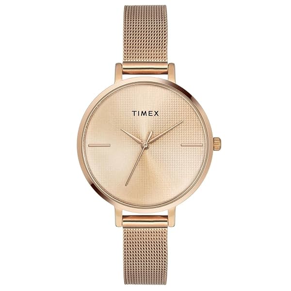 TIMEX Analog Watch for Women with Rose Gold Round Dial & Rose Gold Stainless Steel Bracelet Band Water Resistant Women's