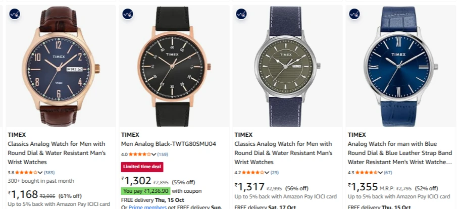TIMEX Watches at up to 61% Discount