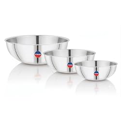TOSAA Triply Stainless Steel Tasla Set of 3-20 cm (1500 ml), 22 cm