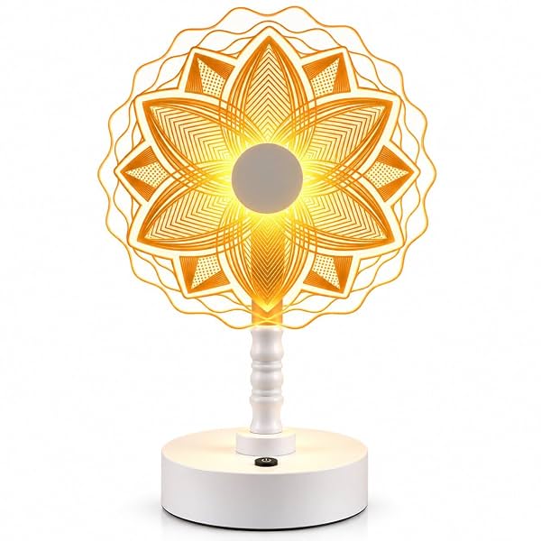 Table Lamp Decorative Mandala Floral LED Night Light Bedside Desk Lighting