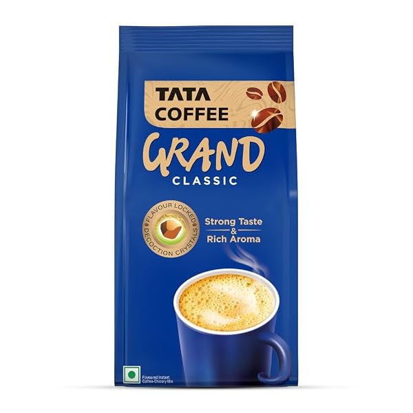 Tata Classic Instant Coffee, 200g Pouch, Chicory Mix With Strong Taste & Rich