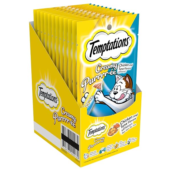 Temptations Creamy Purrrrr-ée Cat Treats Chicken & Tuna 48g (PO12)