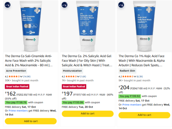 The Derma Co Face Wash at up to 59% Discount