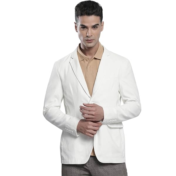 The Indian Garage Co Men's Slim Fit Solid Cotton Blazer