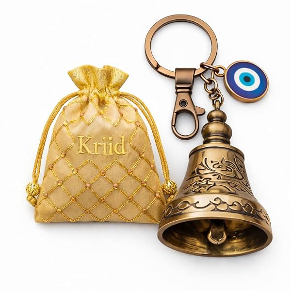 Tibetan Guardian Bell Keychain with Evil Eye