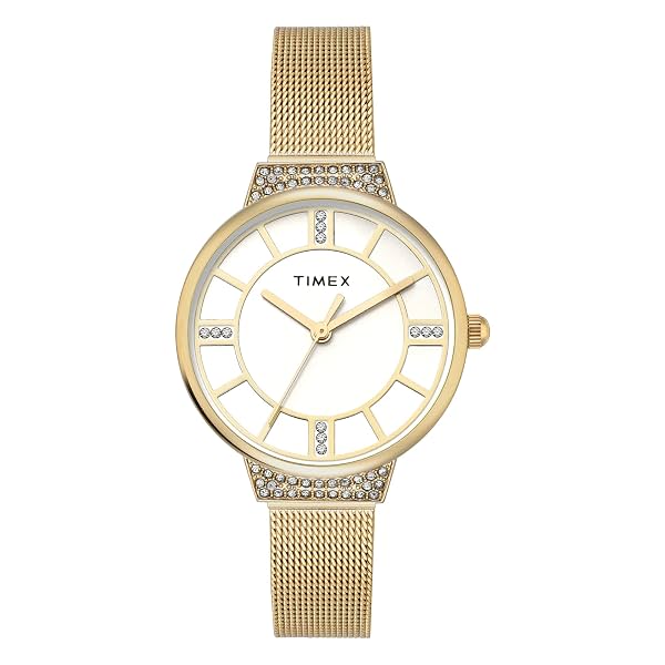 Timex Champagne Round Dial Women's Analog Watch