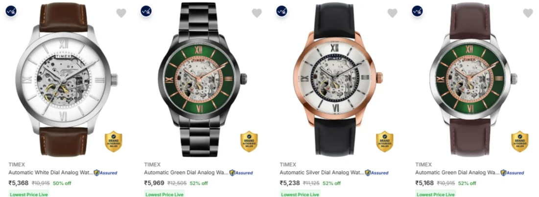 Timex Mechanical Automatic watch @ Minimum 50% Discount