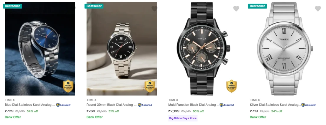 Timex Men's Wrist Watches upto 60% Discount