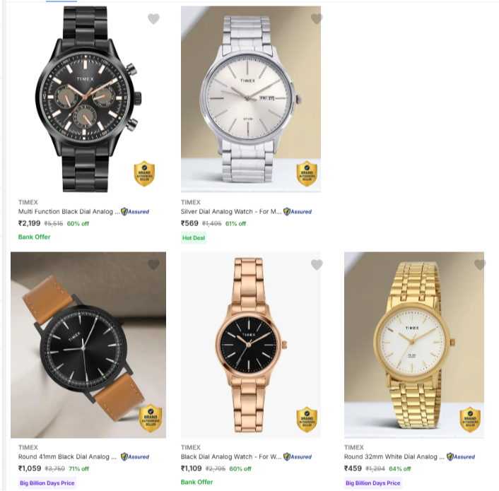 Timex Watch Minimum 60% Discount