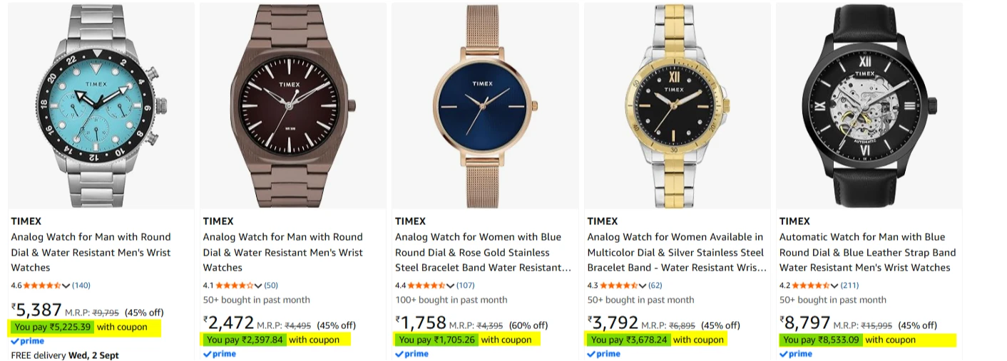 Timex Watches up to 60% Discount