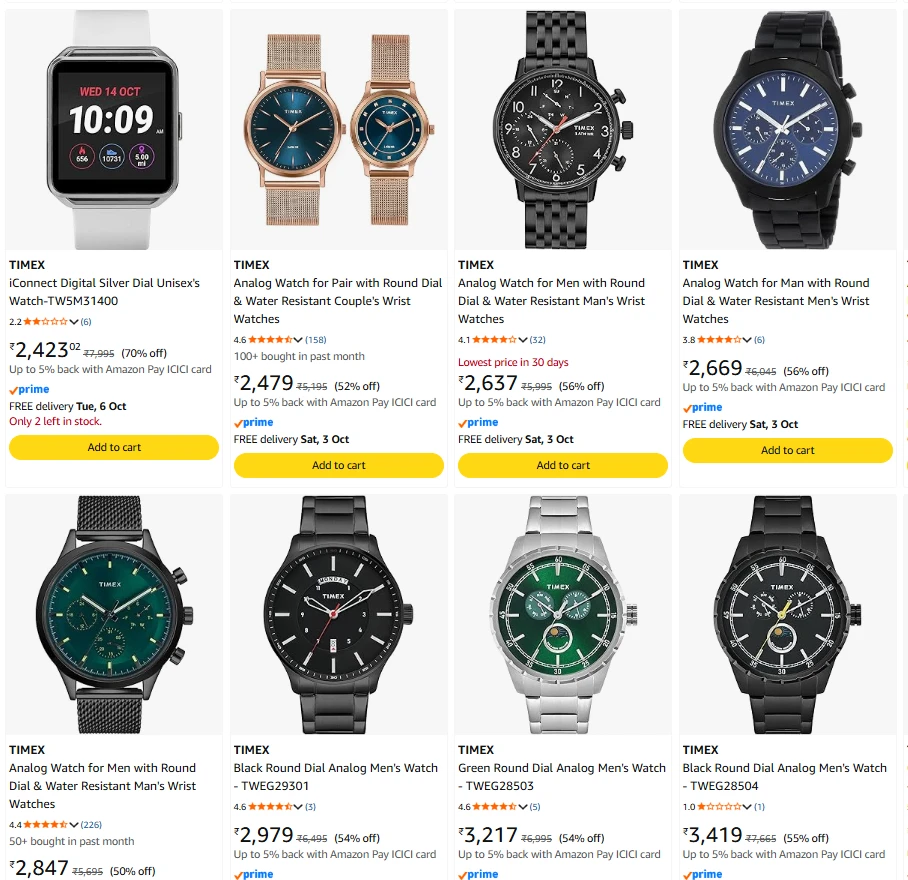 Timex Watches up to 70% Discount