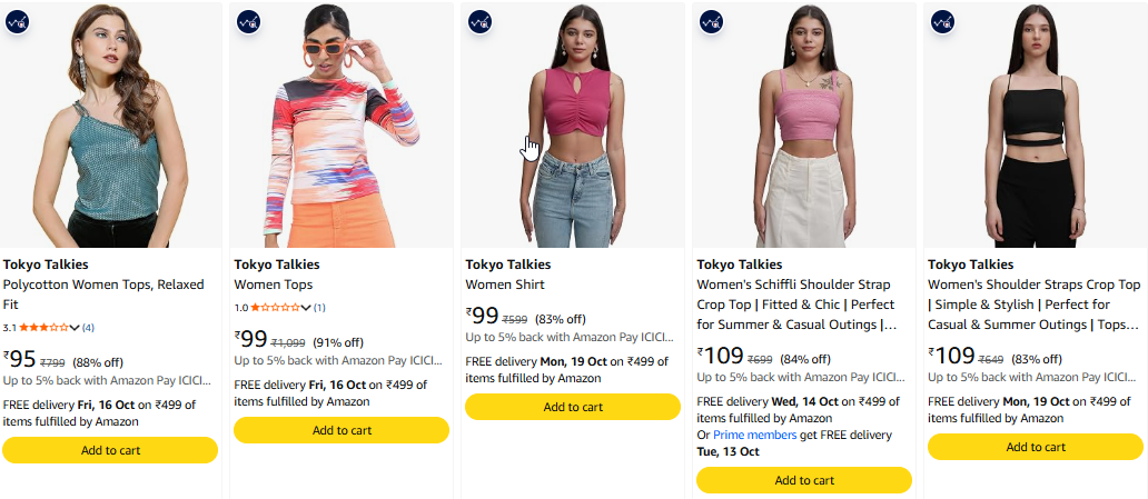 Tokyo Talkies Women Tops upto 91% Discount