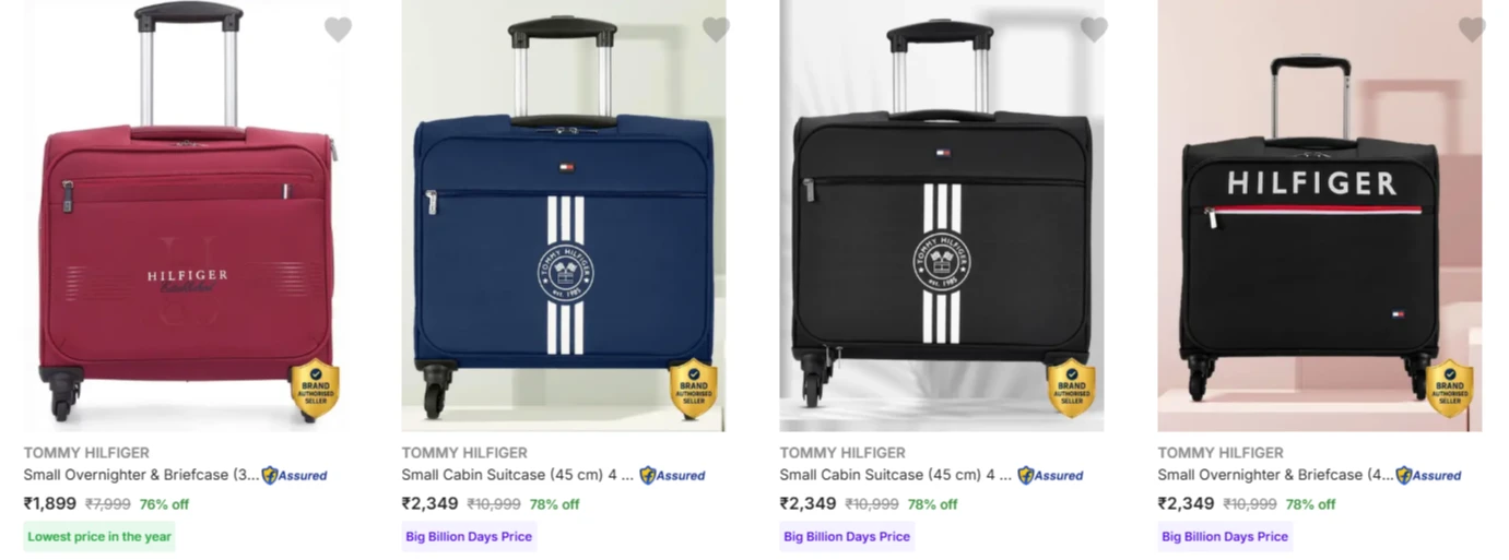 Tommy Hilfiger Suitcases at minimum 70% Discount