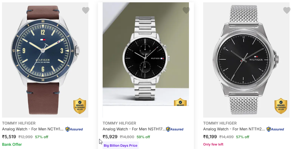Tommy Hilfiger Wrist Watches Upto 60% Discount