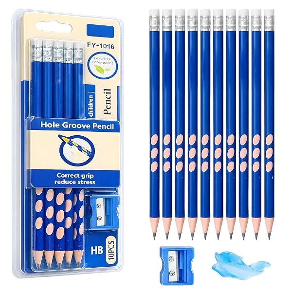 Toyshine HB Pencils with Sharpener & Pencil Cap Set