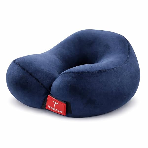 Trajectory Travel Neck Pillow for Travelling and Sleeping in Airplane Flight, Cab, Car, Train, Bus for Men and Women Blu
