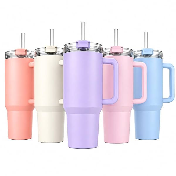 Travel Mug with Handle & Straw Lid Tumbler