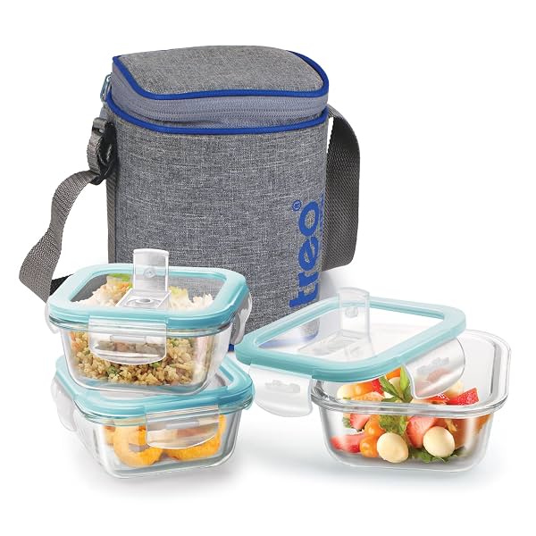 Treo All Fresh Square Glass Tiffin Container Set of 3