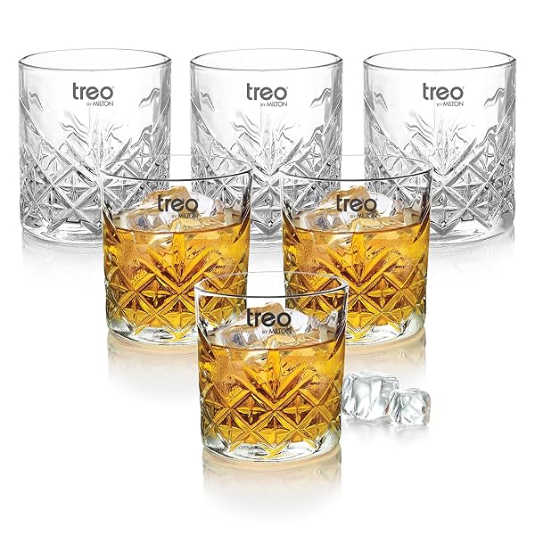 Treo by Milton Barley 340 Clear Whiskey Glass Tumbler Set of 6,