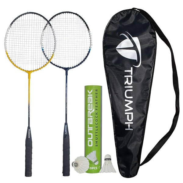 Triumph Passion Badminton Alloy Steel 2 Pcs Racquet Set With 10 Pcs Outbreak