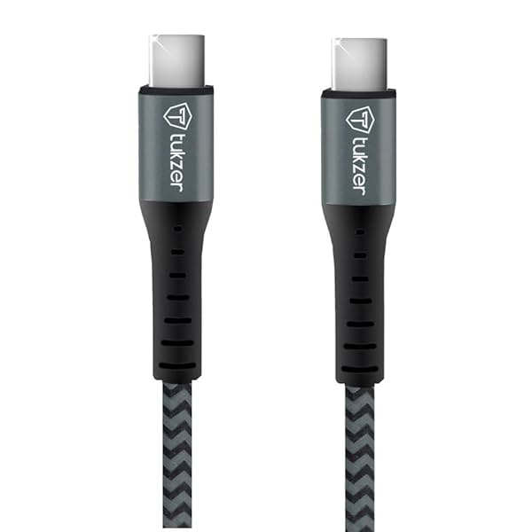 Tukzer Fast Charging USB C to USB C 100W 480 Mpbs Data Sync Nylon Braided Cable with EMark Chip for SamsungS24/S23 Ultra