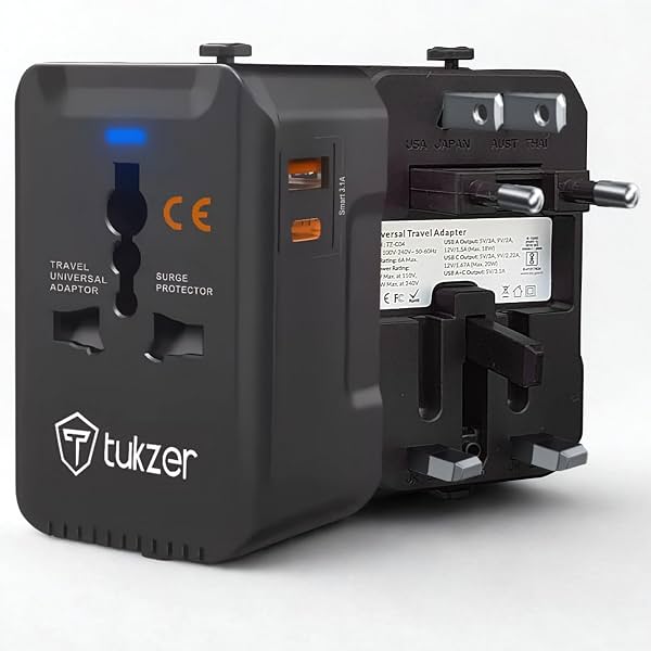 Tukzer Universal Travel Adapter 20W Type C PD USB Charging