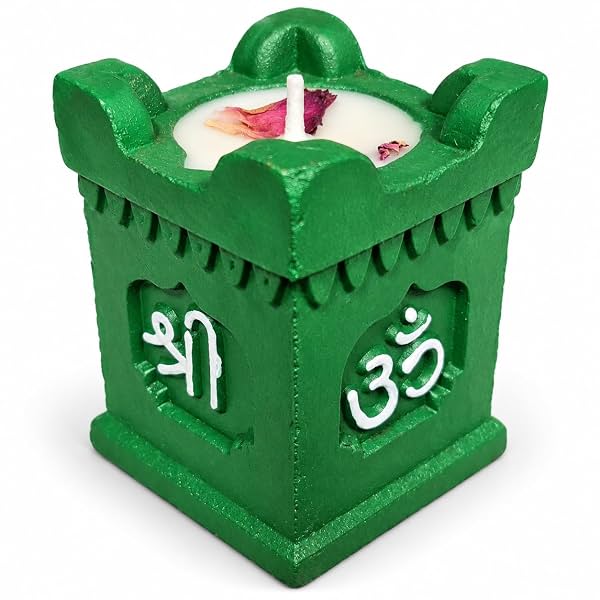 Tulsi Pot Decorative Diya Holder Combo Set of 4, Square Om Design