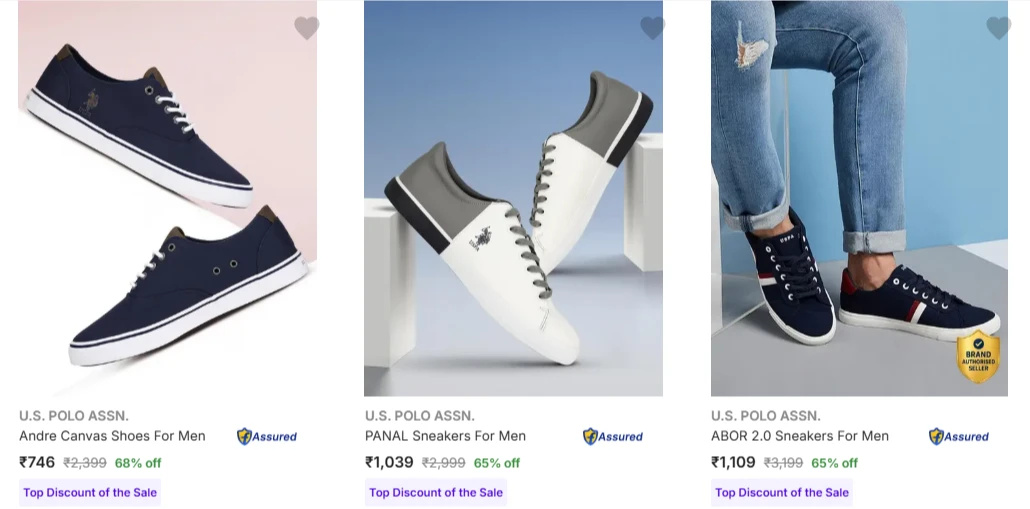 U.S. POLO ASSN. Men’s Casual Shoes at minimum 60% Discount