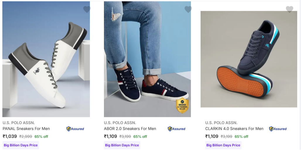 U S Polo Assn Men’s Casual Shoes Upto 65% Discount