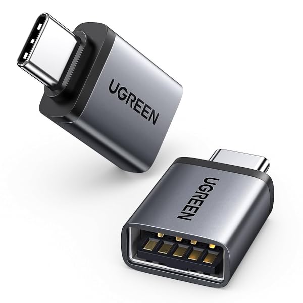UGREEN USB C to USB Adapter 10Gbps Aluminum OTG Cable 2 Pack, Dark Gray