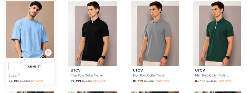 UTCV Men's T-shirt Upto 90% OFF